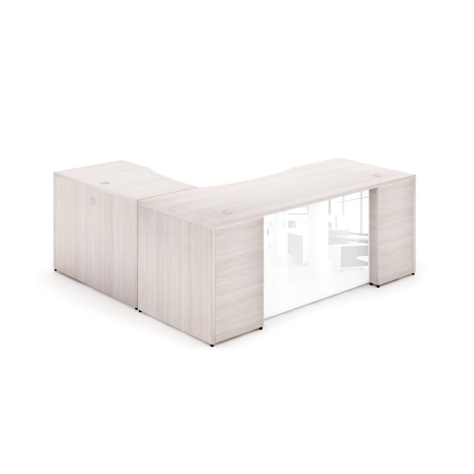Potenza Laminate L-Shape Desk with Glass Modesty Panel - 66"W x 72"D