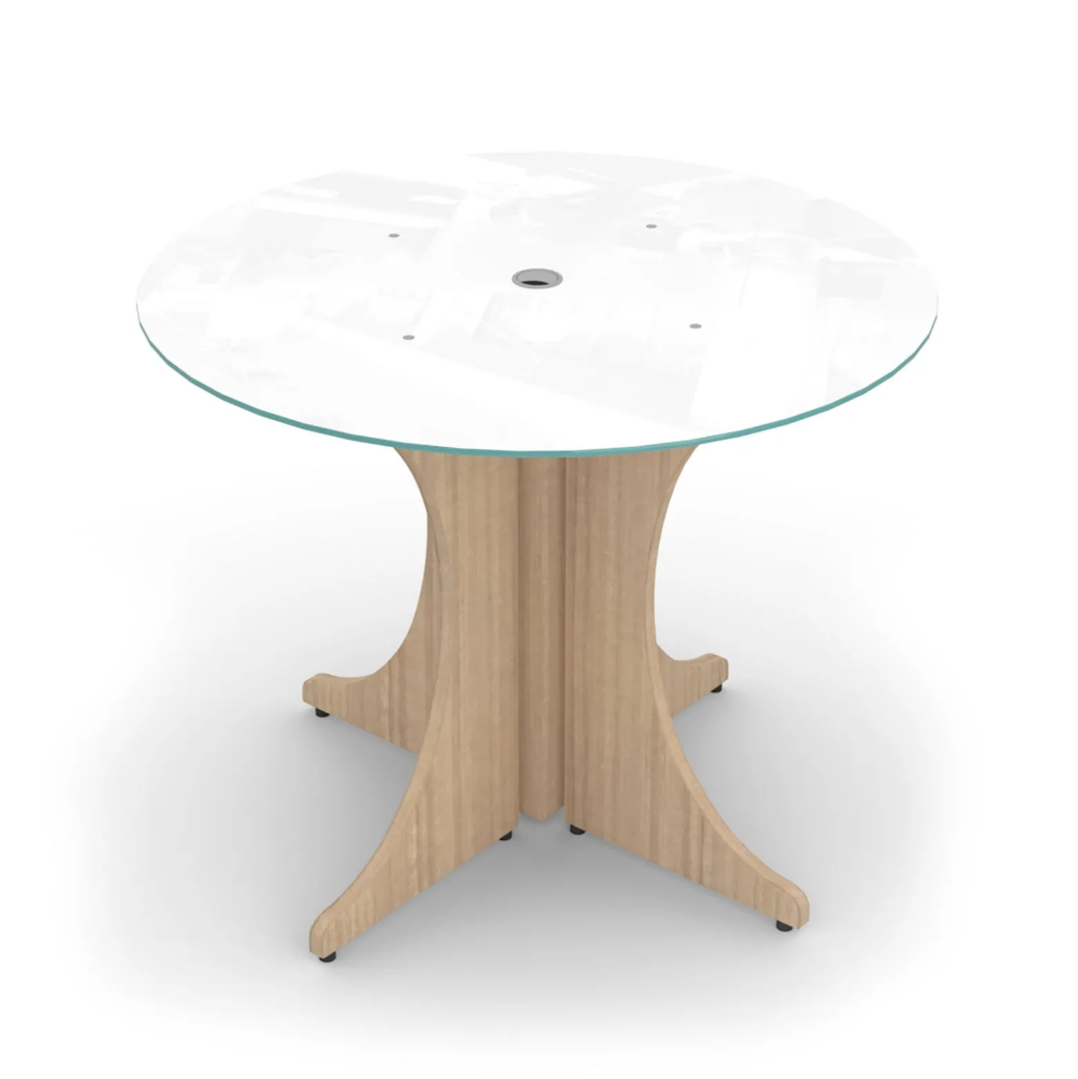 Potenza Round Glass Top Conference Table - 36"Dia x 29"H