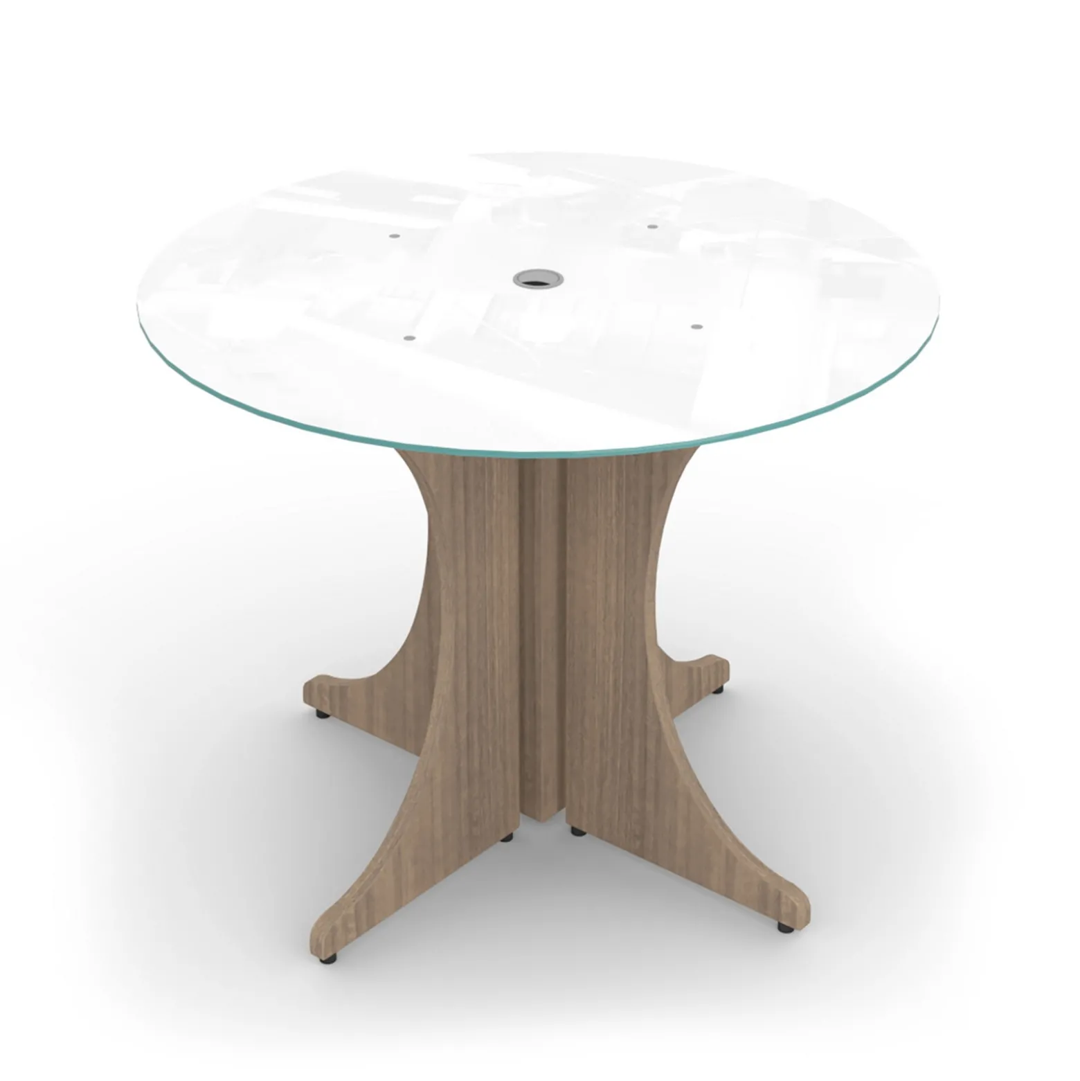 Potenza Round Glass Top Conference Table - 36"Dia x 29"H