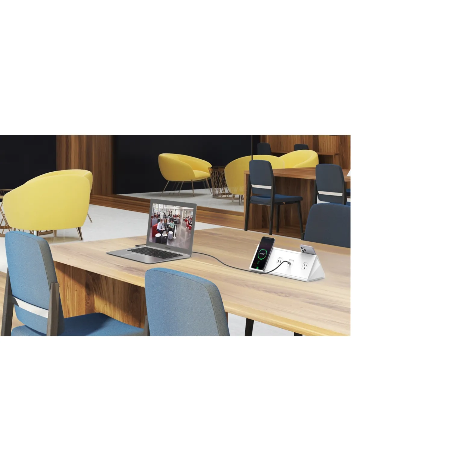Power Source Table Top Power Station - 2 Standard, 4 USB-A, 2 USB-C, 2 Qi Wireless