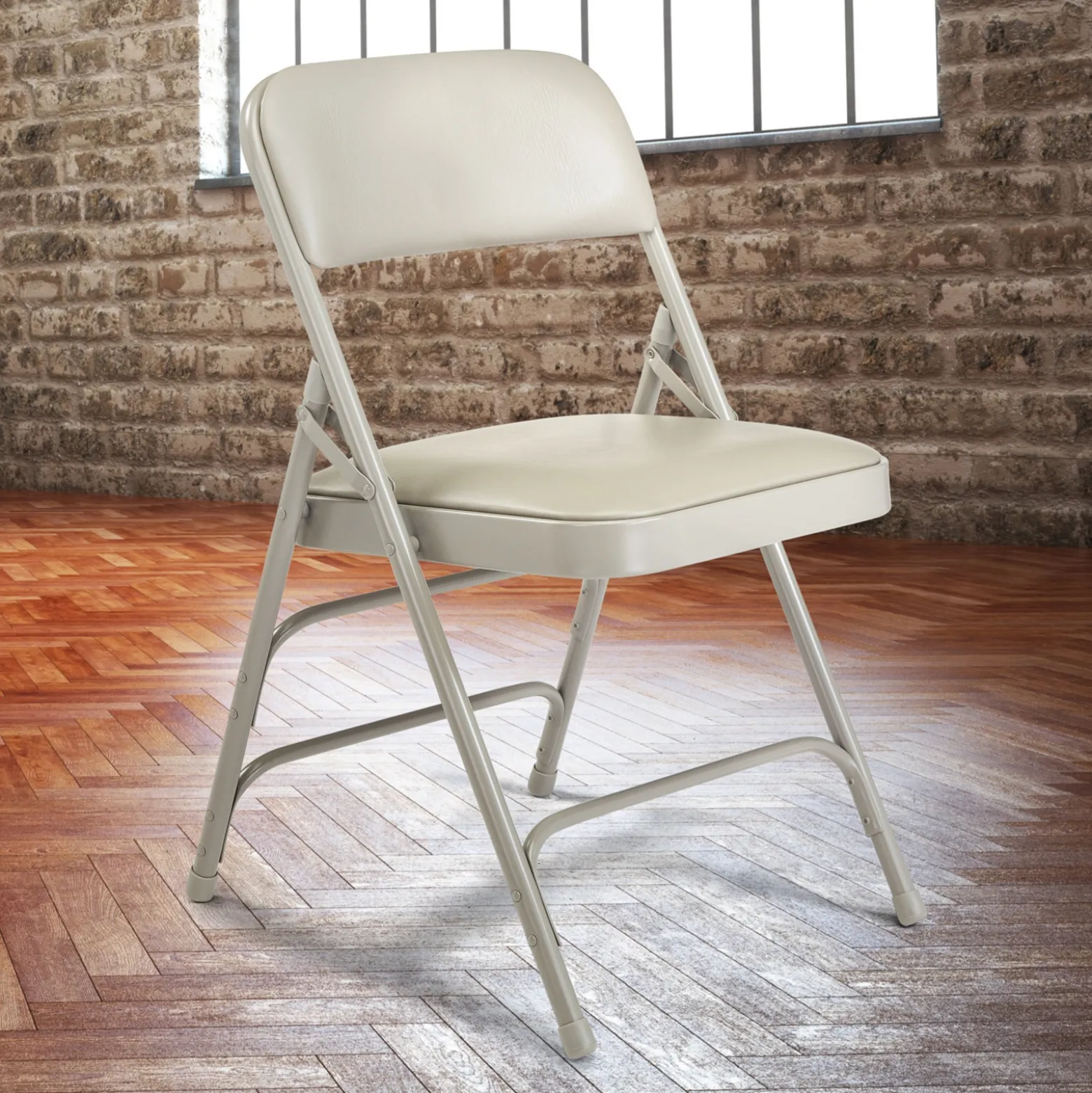 Premium Vinyl Upholstered Triple Brace Double Hinge Folding Chair