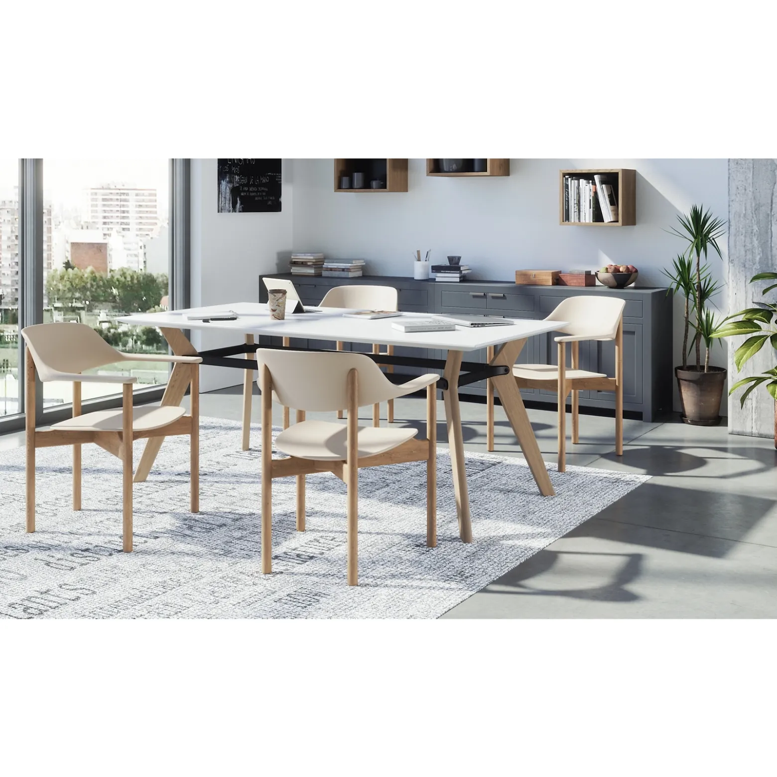 Rang Collaborative Wood Table - 36"Wx72"Dx30"H