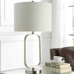 Rectangular Base Brushed Nickel Table Lamp