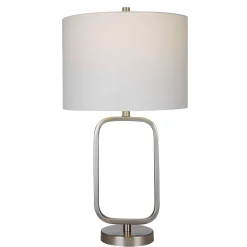 Rectangular Base Brushed Nickel Table Lamp