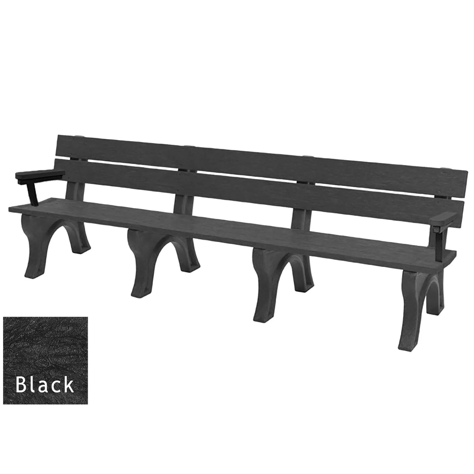 Recycled Plastic Economy Outdoor Bench with Arms - 8 Ft