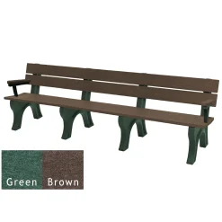 Recycled Plastic Economy Outdoor Bench with Arms - 8 Ft