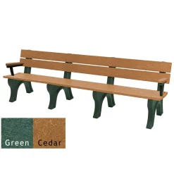 Recycled Plastic Economy Outdoor Bench with Arms - 8 Ft
