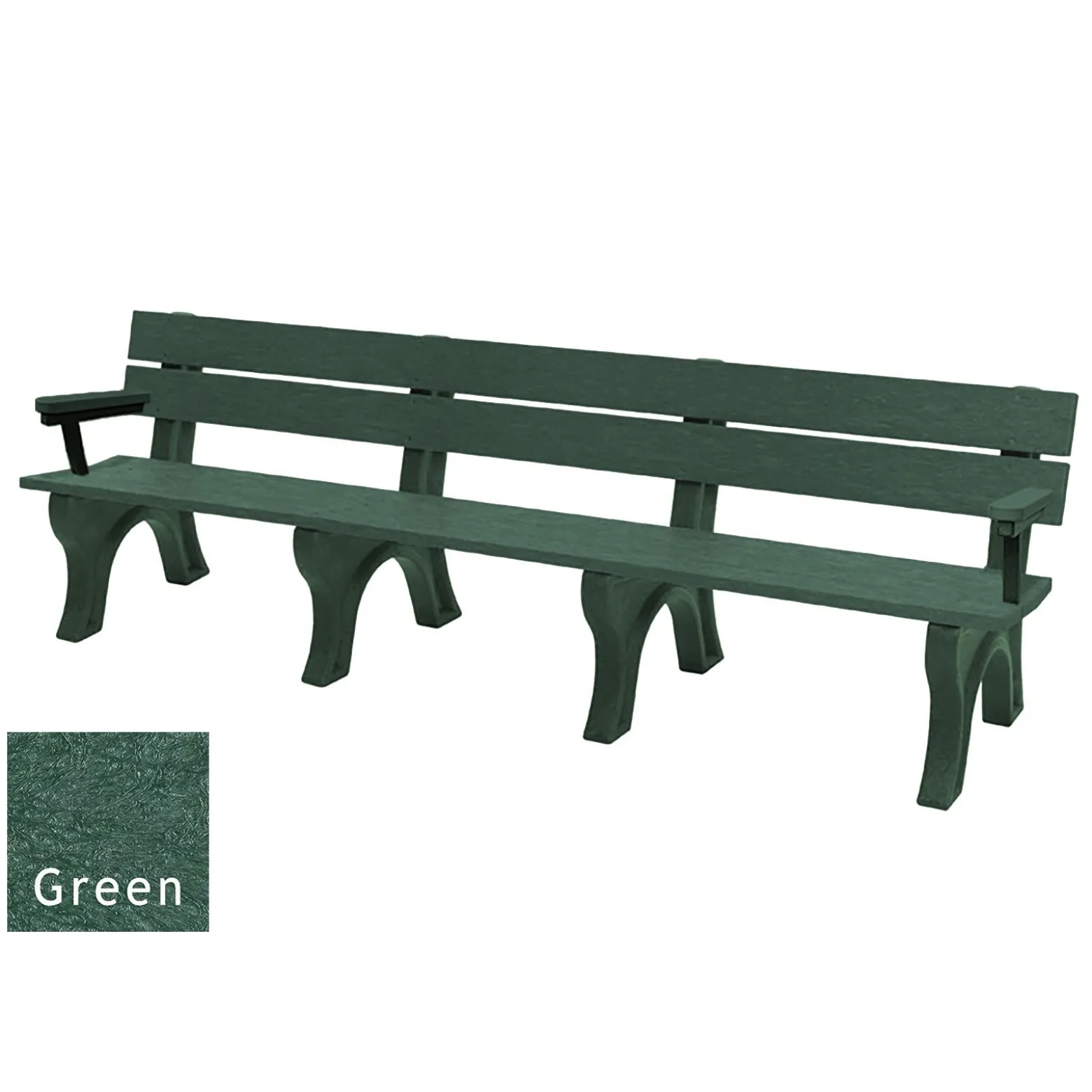 Recycled Plastic Economy Outdoor Bench with Arms - 8 Ft