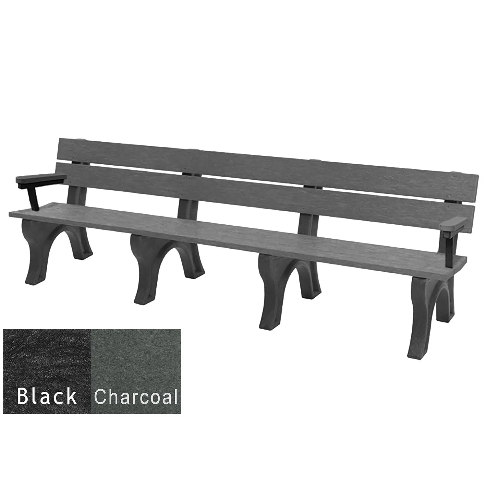Recycled Plastic Economy Outdoor Bench with Arms - 8 Ft