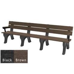 Recycled Plastic Economy Outdoor Bench with Arms - 8 Ft