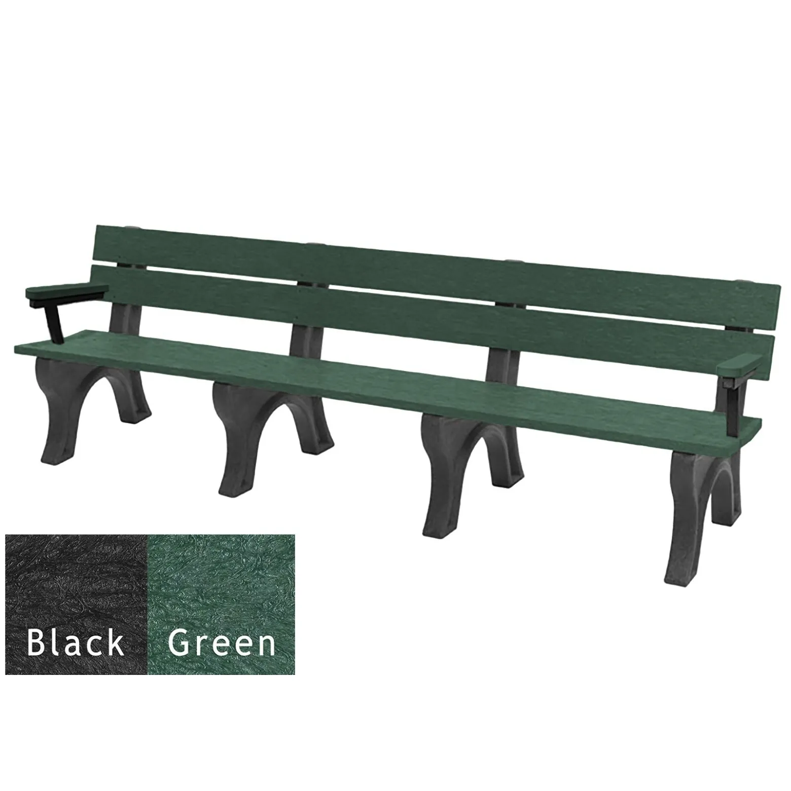 Recycled Plastic Economy Outdoor Bench with Arms - 8 Ft