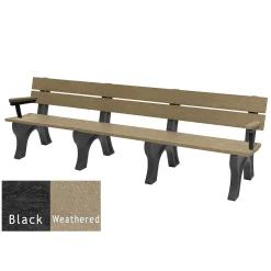 Recycled Plastic Economy Outdoor Bench with Arms - 8 Ft