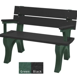 Recycled Plastic Economy Outdoor Bench with Back and Arms - 4 Ft