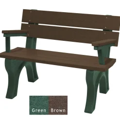 Recycled Plastic Economy Outdoor Bench with Back and Arms - 4 Ft