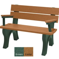 Recycled Plastic Economy Outdoor Bench with Back and Arms - 4 Ft