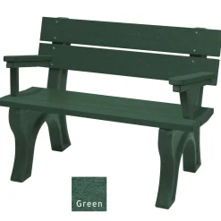 Recycled Plastic Economy Outdoor Bench with Back and Arms - 4 Ft