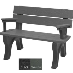 Recycled Plastic Economy Outdoor Bench with Back and Arms - 4 Ft