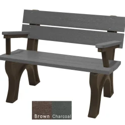 Recycled Plastic Economy Outdoor Bench with Back and Arms - 4 Ft
