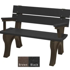 Recycled Plastic Economy Outdoor Bench with Back and Arms - 4 Ft