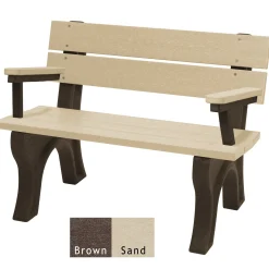 Recycled Plastic Economy Outdoor Bench with Back and Arms - 4 Ft