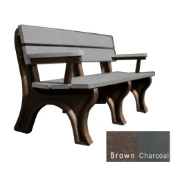 Recycled Plastic Economy Outdoor Bench with Arms - 6 Ft