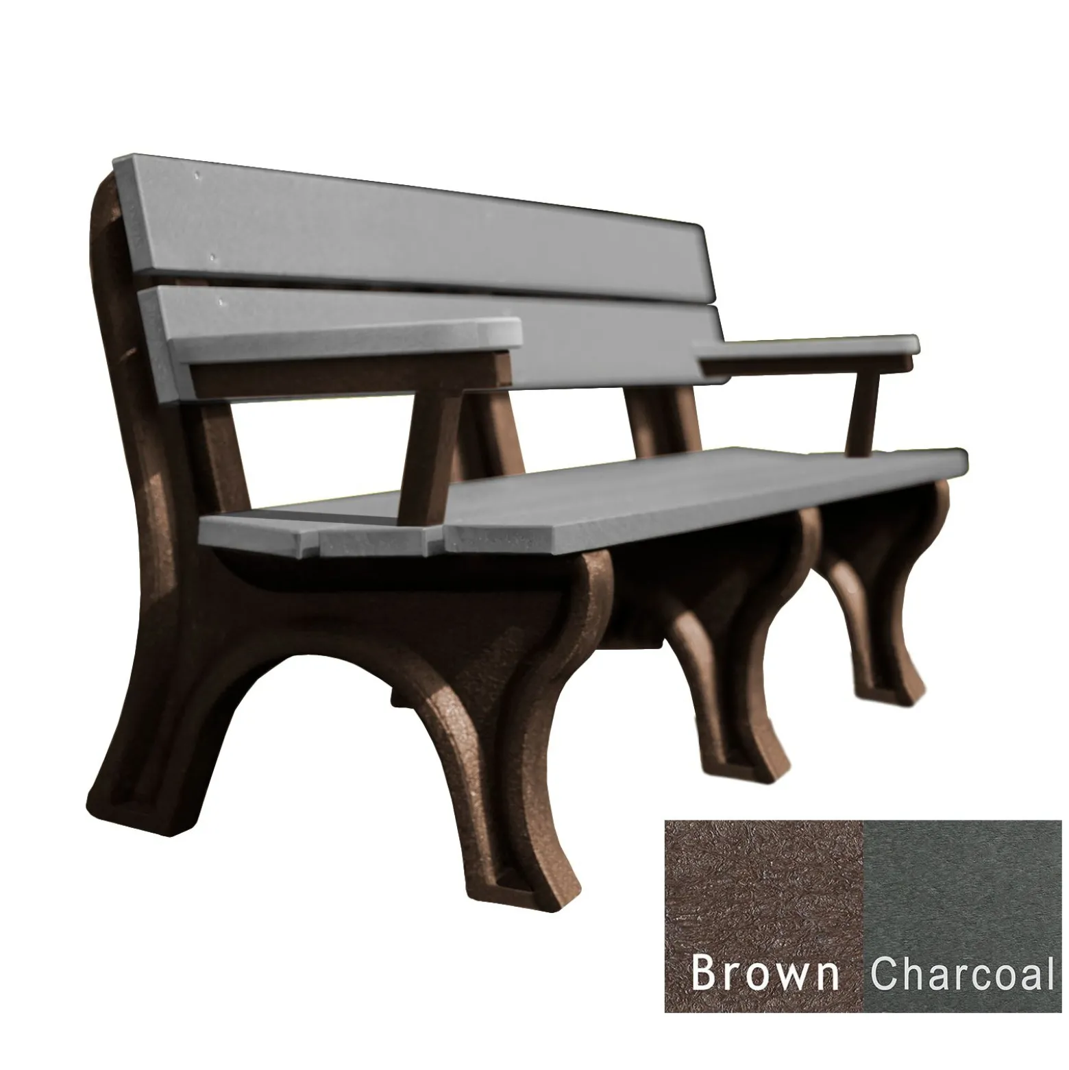 Recycled Plastic Economy Outdoor Bench with Arms - 6 Ft