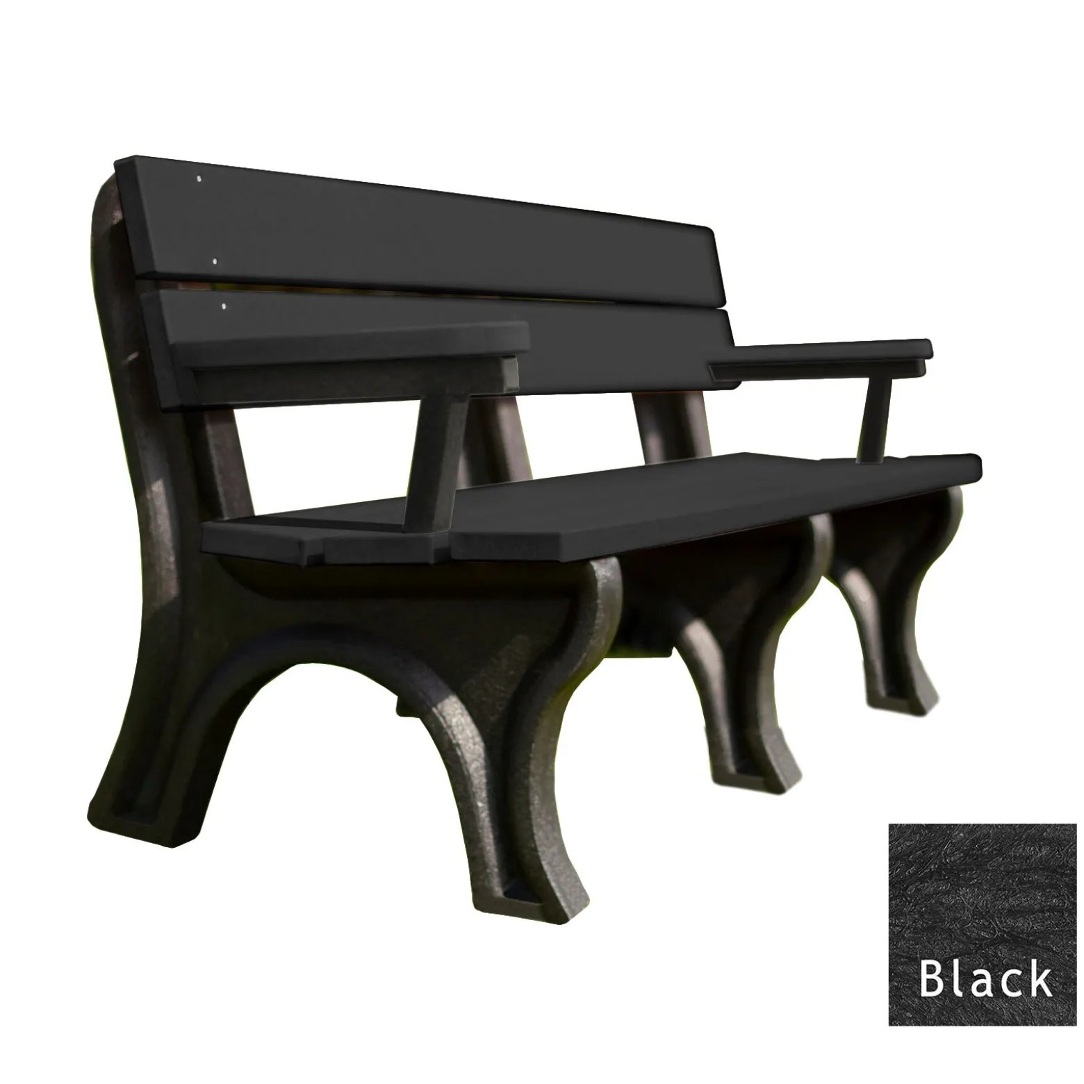 Recycled Plastic Economy Outdoor Bench with Arms - 6 Ft