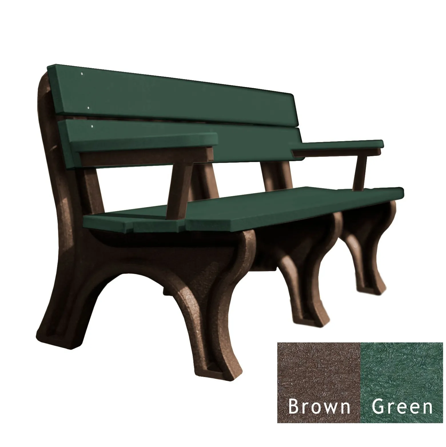 Recycled Plastic Economy Outdoor Bench with Arms - 6 Ft