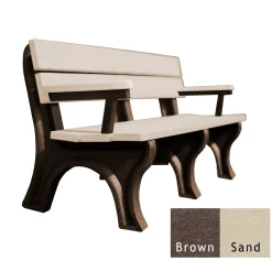 Recycled Plastic Economy Outdoor Bench with Arms - 6 Ft