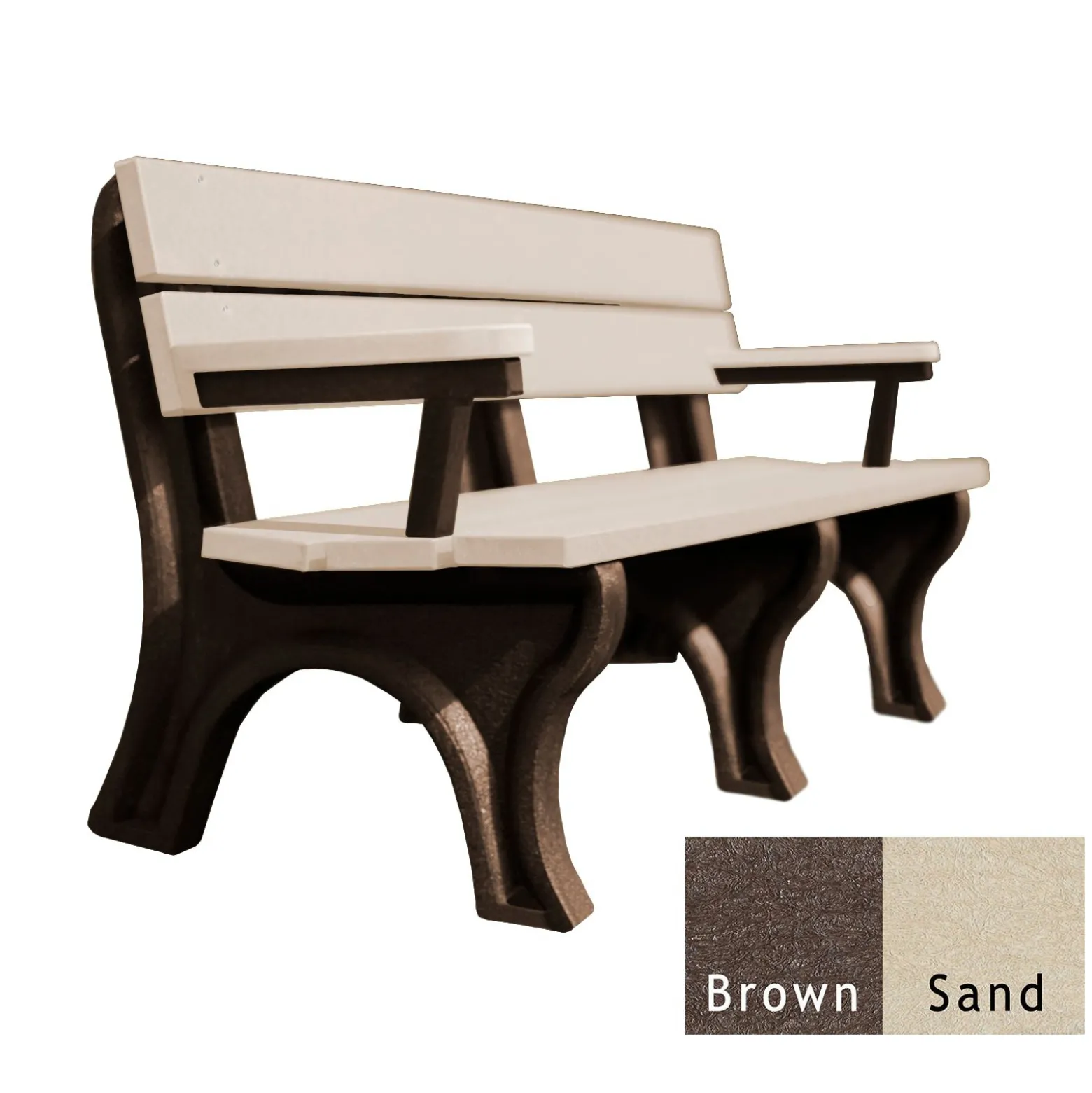 Recycled Plastic Economy Outdoor Bench with Arms - 6 Ft