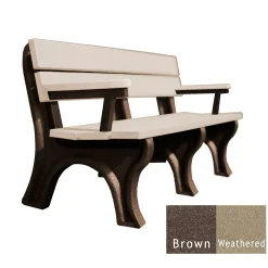 Recycled Plastic Economy Outdoor Bench with Arms - 6 Ft