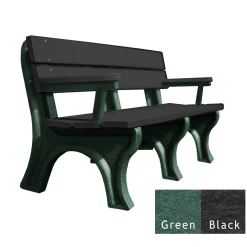 Recycled Plastic Economy Outdoor Bench with Arms - 6 Ft