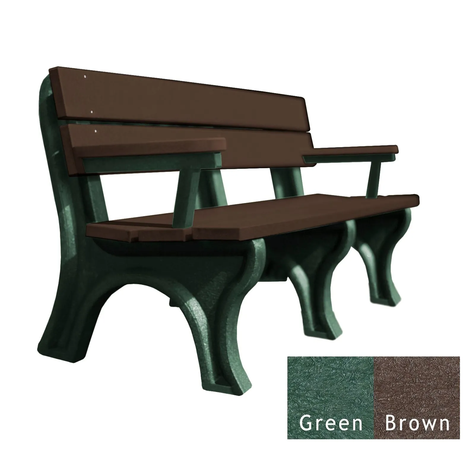Recycled Plastic Economy Outdoor Bench with Arms - 6 Ft