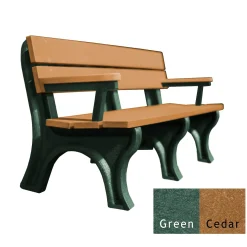 Recycled Plastic Economy Outdoor Bench with Arms - 6 Ft