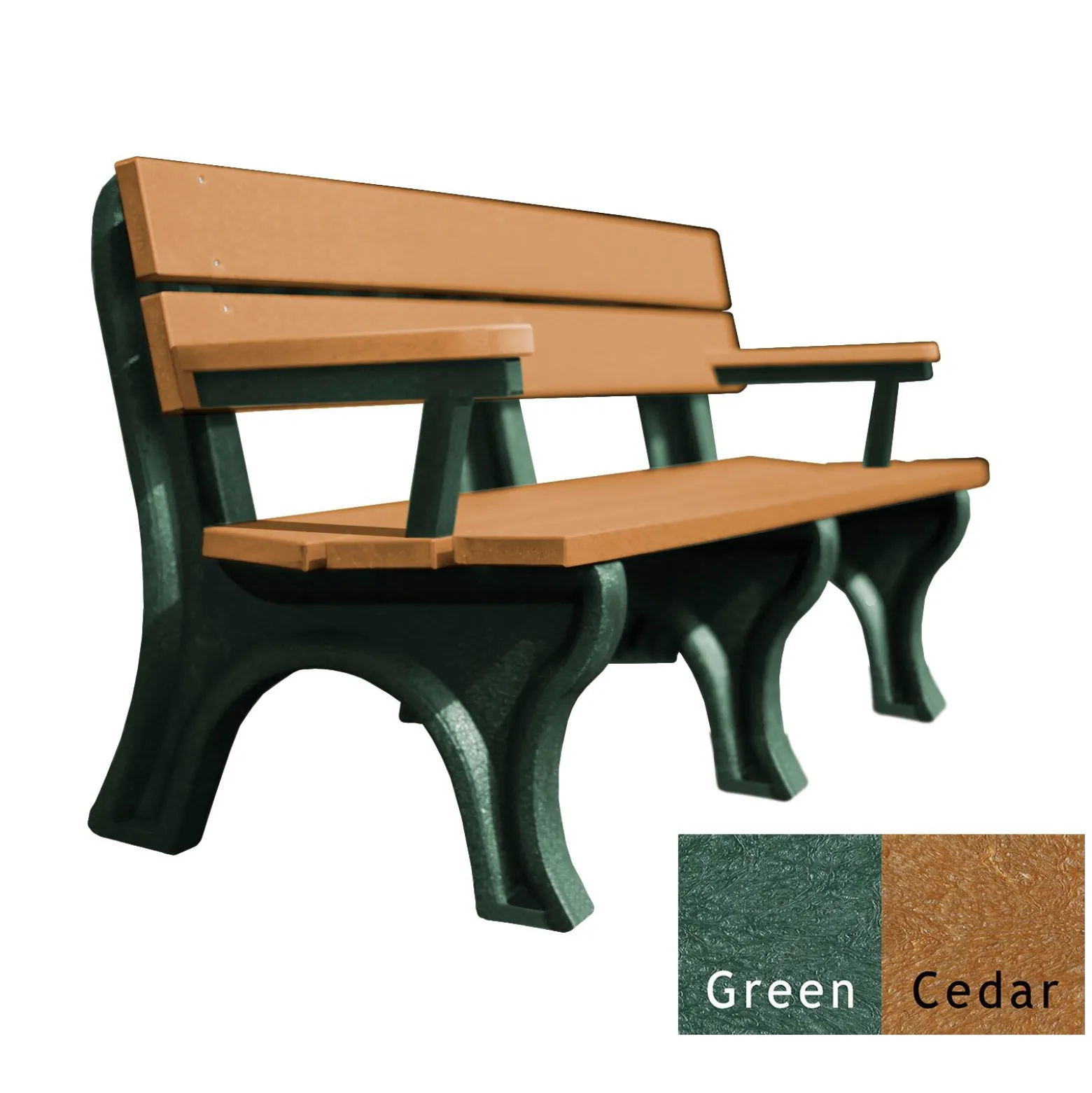 Recycled Plastic Economy Outdoor Bench with Arms - 6 Ft