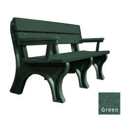 Recycled Plastic Economy Outdoor Bench with Arms - 6 Ft