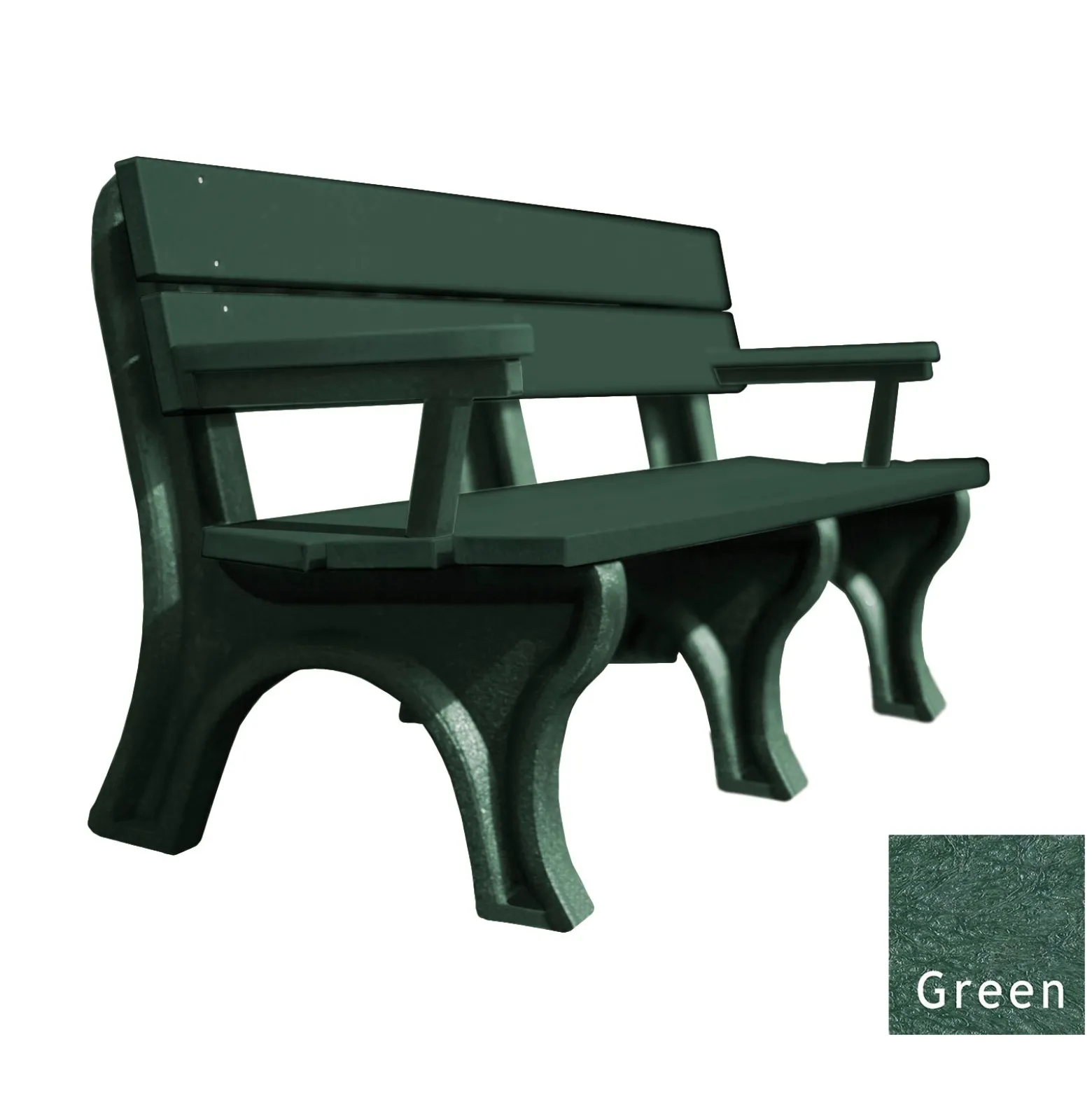 Recycled Plastic Economy Outdoor Bench with Arms - 6 Ft