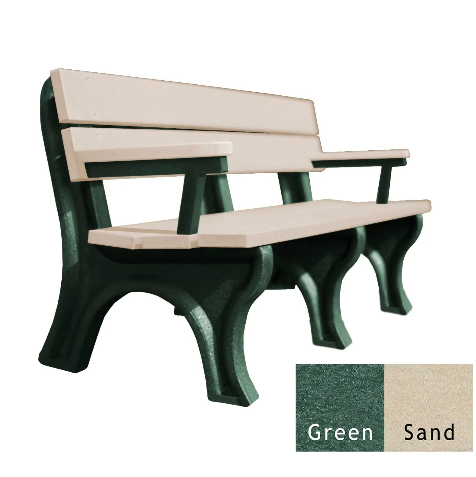 Recycled Plastic Economy Outdoor Bench with Arms - 6 Ft