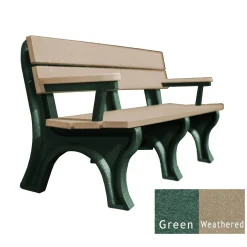 Recycled Plastic Economy Outdoor Bench with Arms - 6 Ft