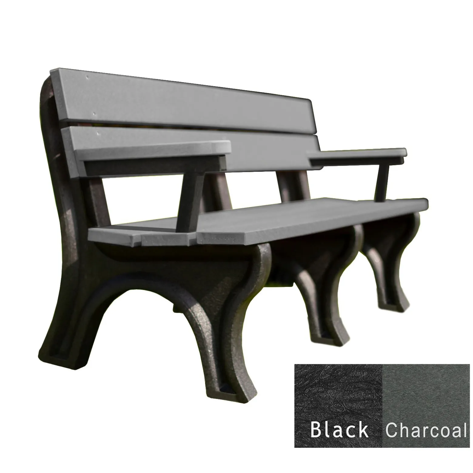 Recycled Plastic Economy Outdoor Bench with Arms - 6 Ft