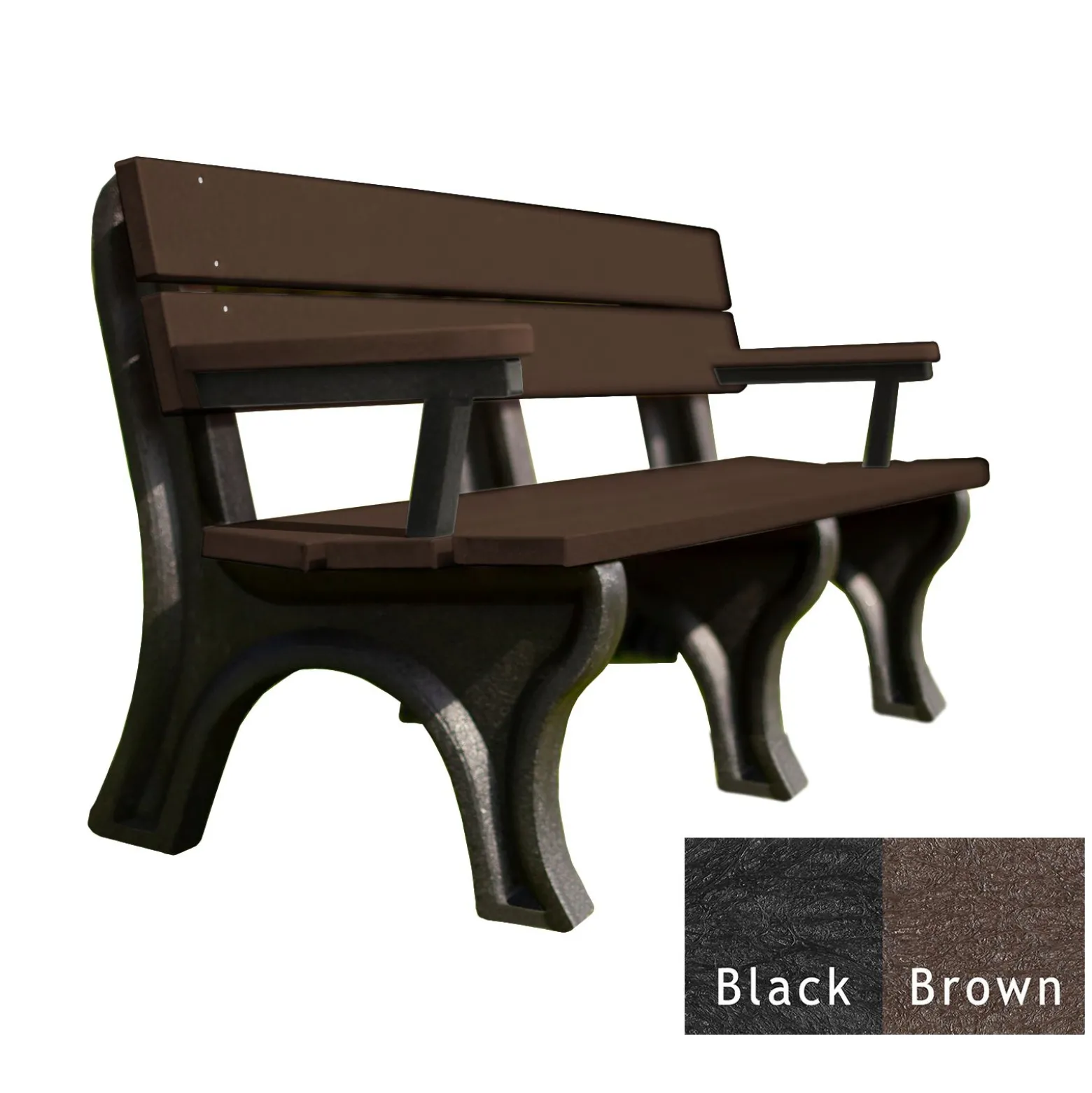 Recycled Plastic Economy Outdoor Bench with Arms - 6 Ft