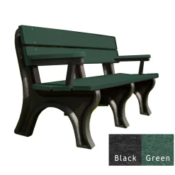 Recycled Plastic Economy Outdoor Bench with Arms - 6 Ft