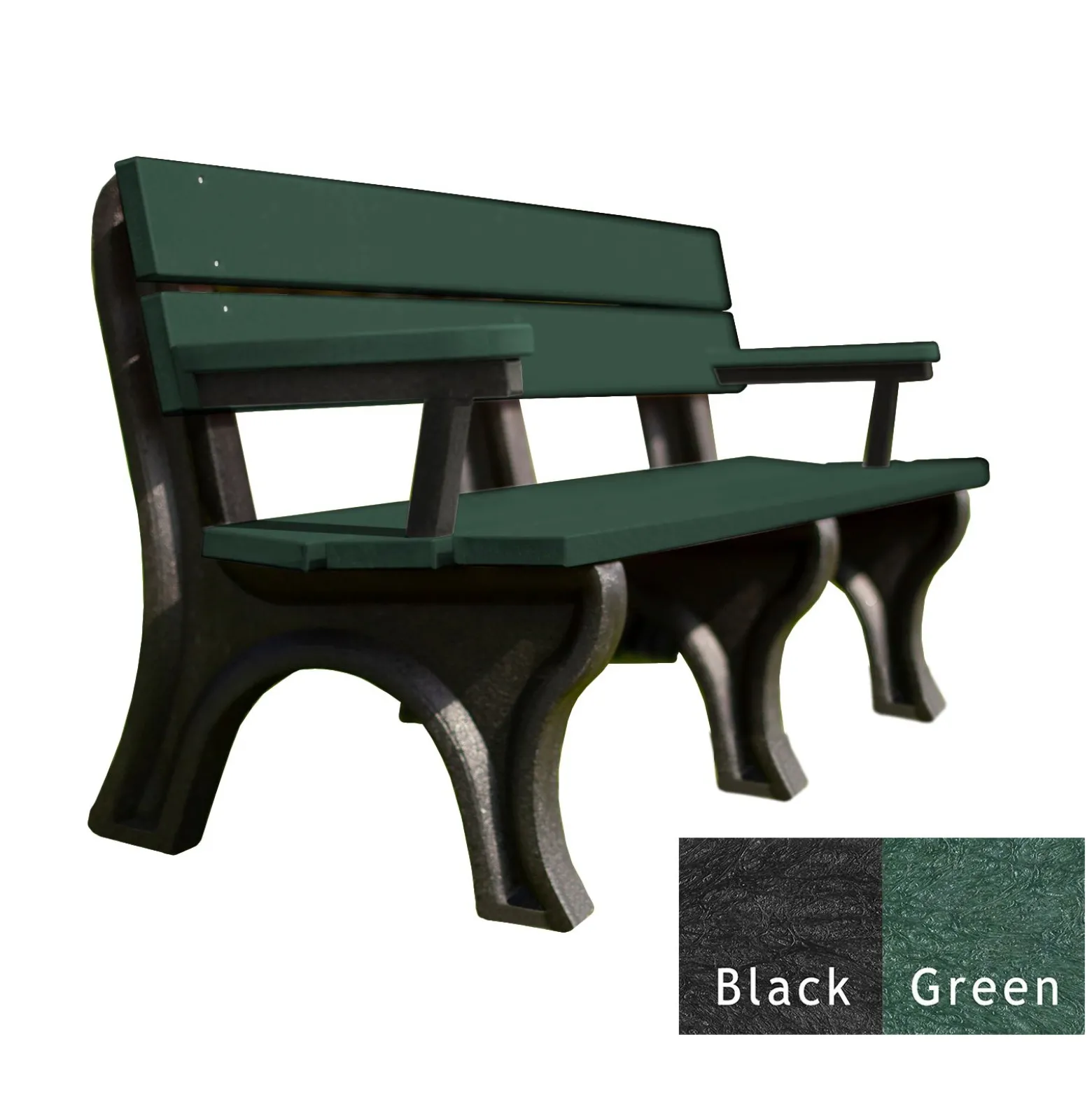 Recycled Plastic Economy Outdoor Bench with Arms - 6 Ft