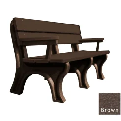 Recycled Plastic Economy Outdoor Bench with Arms - 6 Ft