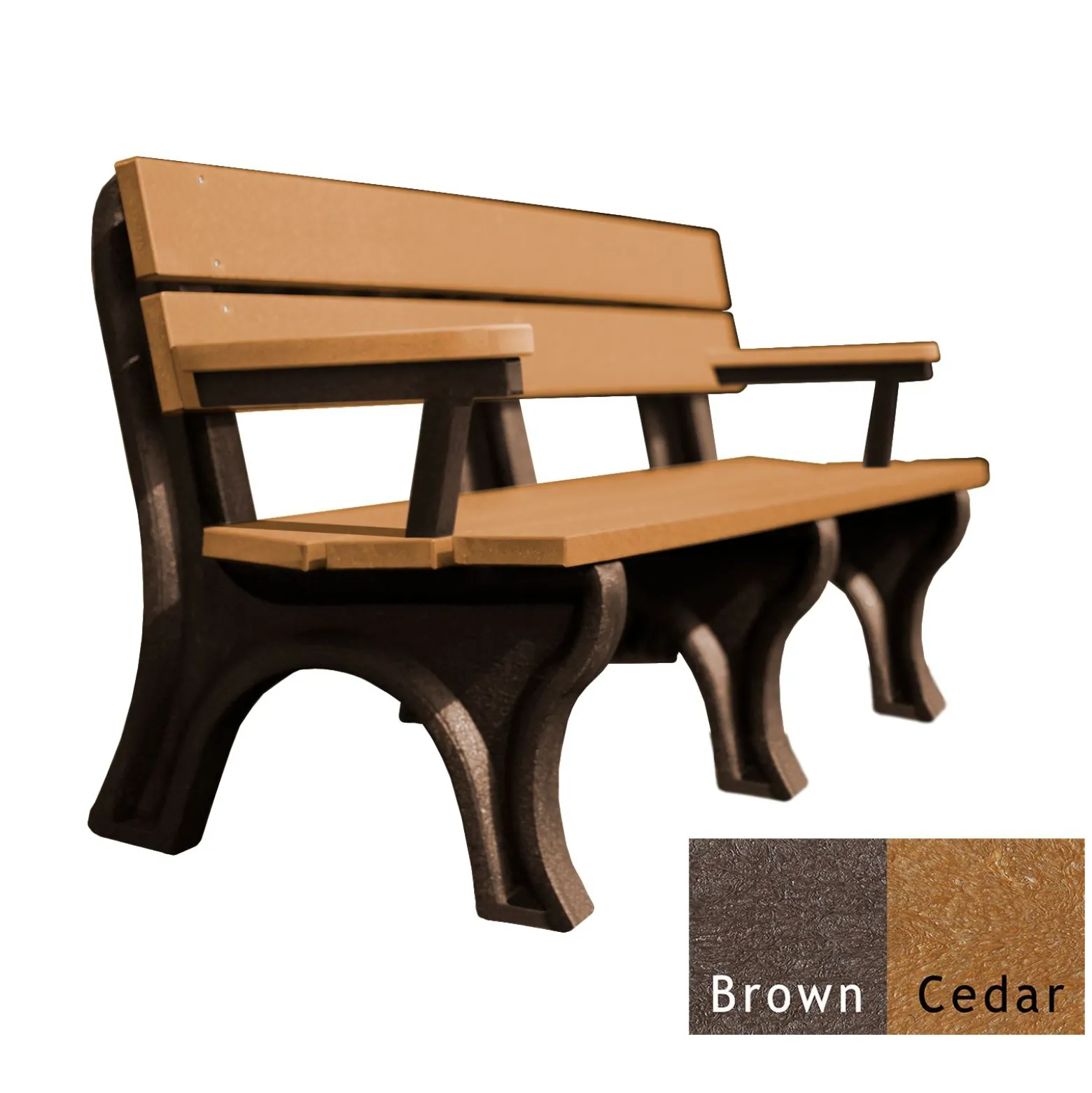 Recycled Plastic Economy Outdoor Bench with Arms - 6 Ft