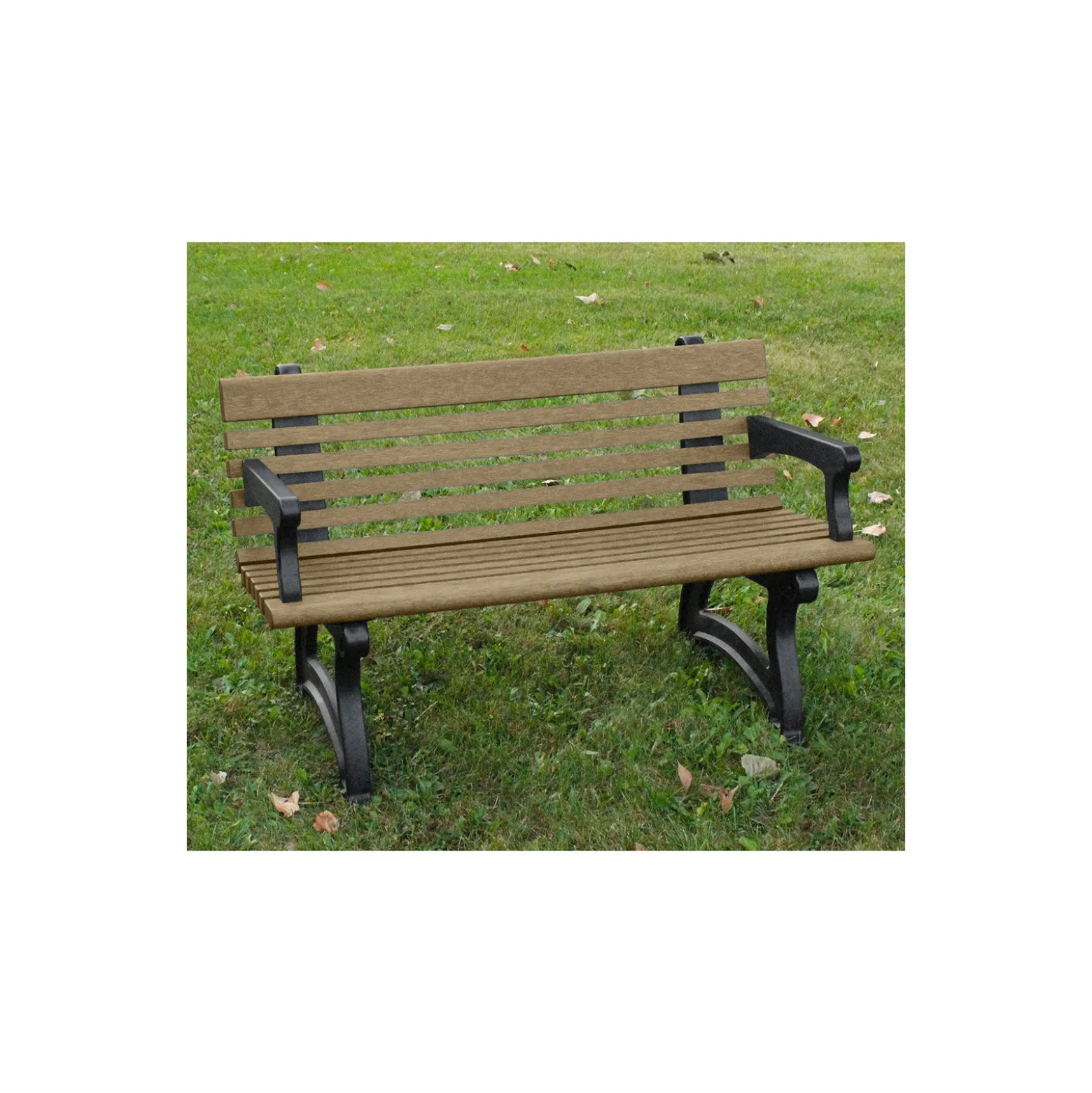 Recycled Plastic Outdoor Bench with Back and Arms - 48"W