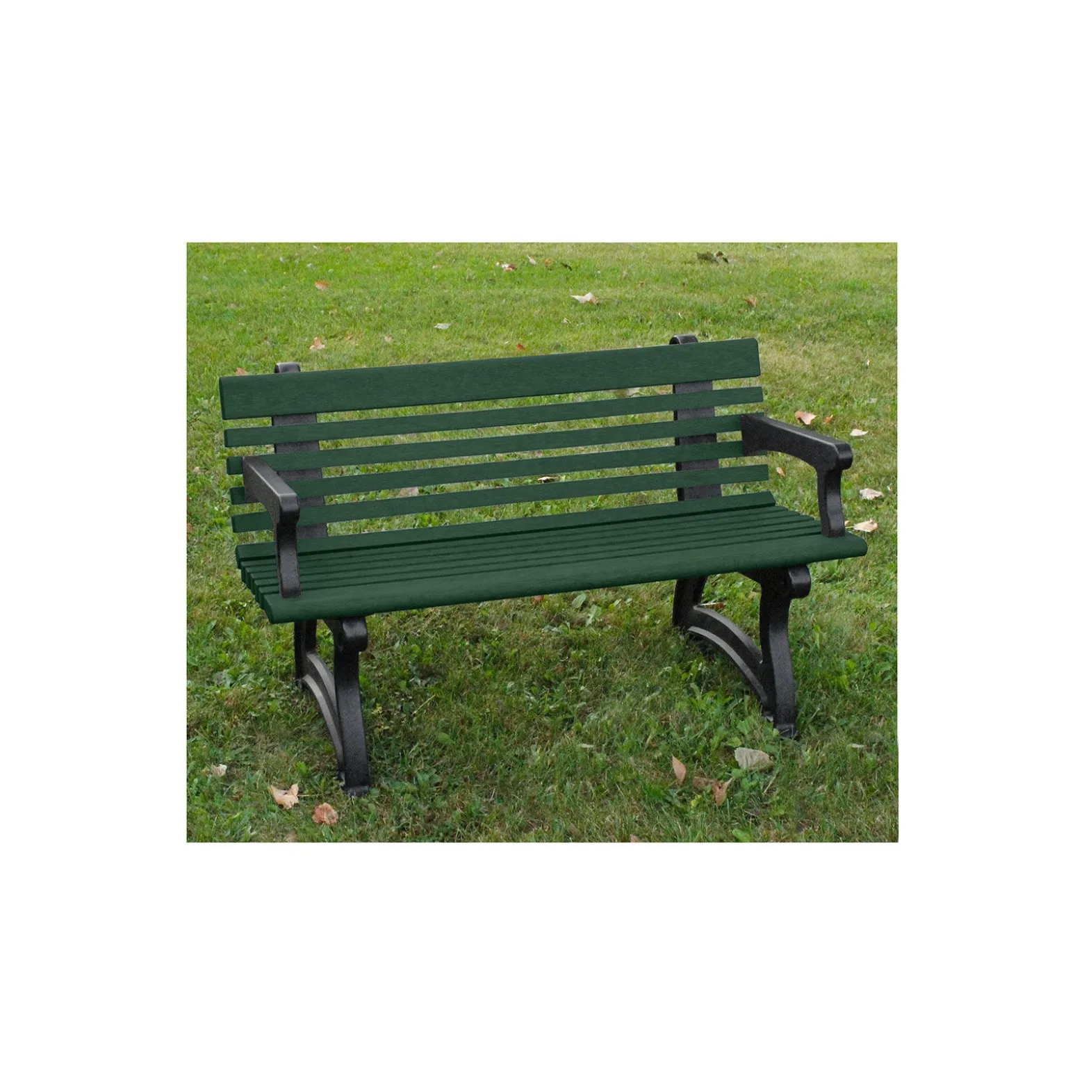 Recycled Plastic Outdoor Bench with Back and Arms - 48"W