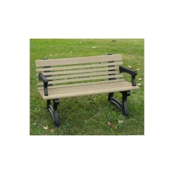 Recycled Plastic Outdoor Bench with Back and Arms - 48