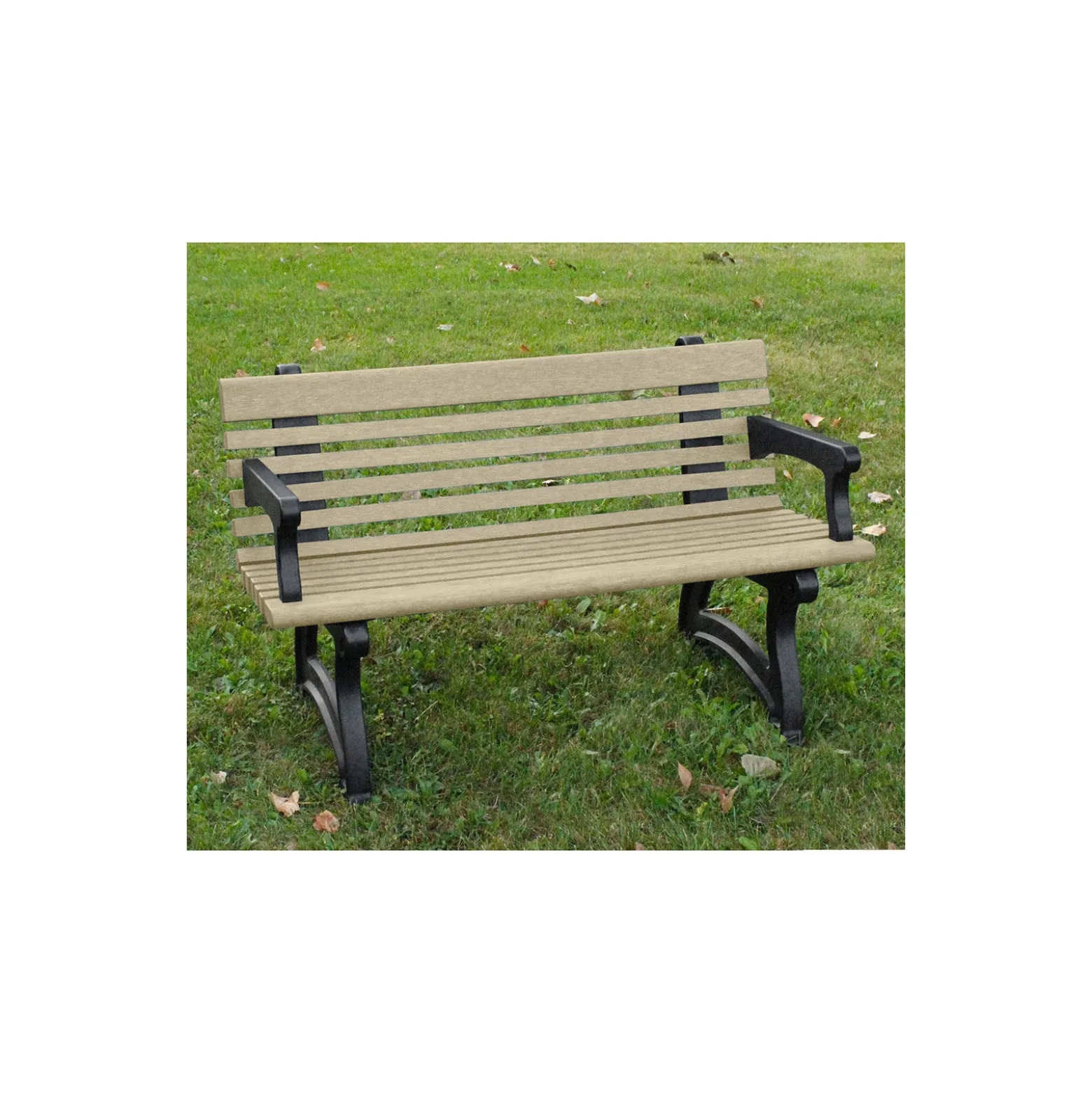 Recycled Plastic Outdoor Bench with Back and Arms - 48"W
