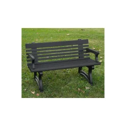 Recycled Plastic Outdoor Bench with Back and Arms - 48